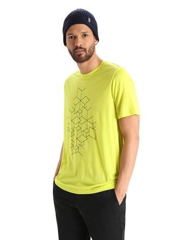 Men's Icebreaker Merino Tech Lite II Short Sleeve Snowflake T Shirts Shine | CA 1745DFMN